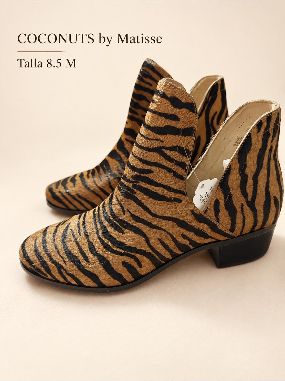 COCONUTS by Matisse Tiger-Print Ankle Boots in Brown and Black